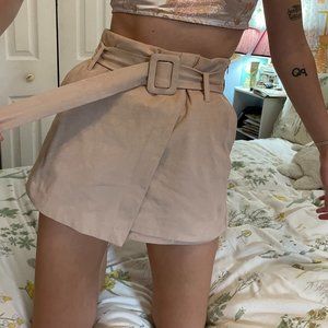 Zara suede 60s style Coral pink shorts skirt skort!